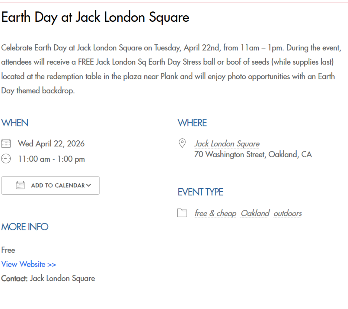 Earth Day at Jack London Square