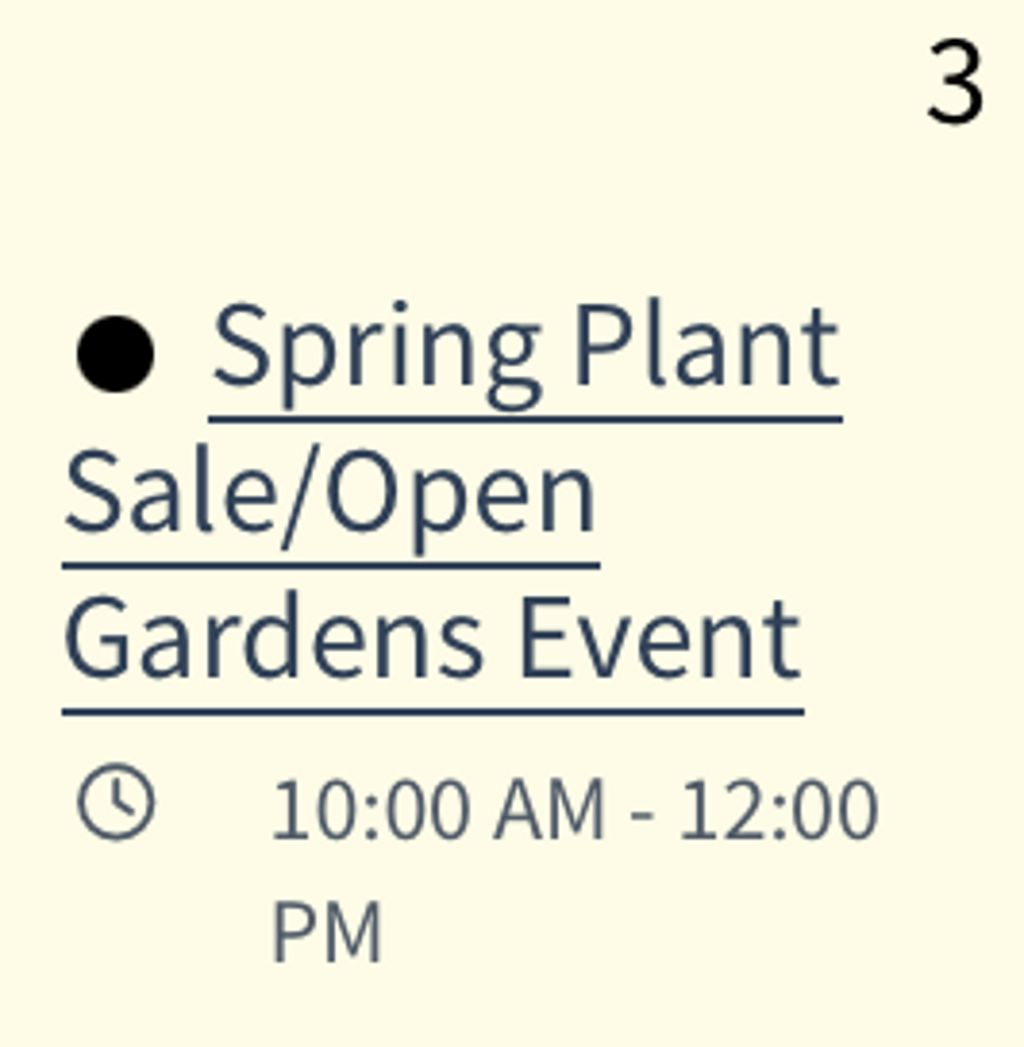 Spring Plant Sale/Open Gardens Event